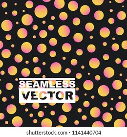 Circles and dots pattern background. Colorful abstract seamless texture. Random polka dot elements. Cool and bright seamless pattern for cover, textile, fabric, swimwear cloth or decoration paper