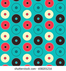 circles and dots seamless pattern in blue and red