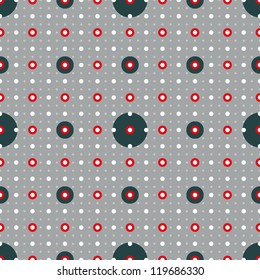 Circles and dots seamless pattern, vector background.