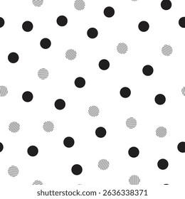 Circles, dots and stripes seamless vector pattern design	

