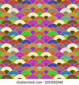 Circles or dots, various colors, rough, uneven, stacked with fish scales, pattern or background