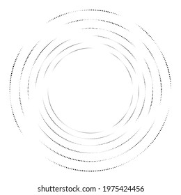 Circles, dotted, dots spiral swirl twirl element. Polka dots, stipple-stippling cochlear and volute