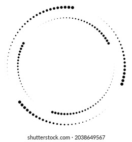 Circles, dotted, dots spiral swirl twirl element. Polka dots, stipple-stippling cochlear and volute