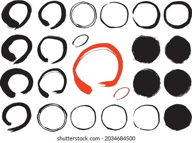 Circles drawn with brush and ink