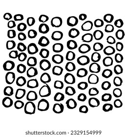 Circles drawn by hand. Abstract monochrome background. Vector illustration isolated on white background.