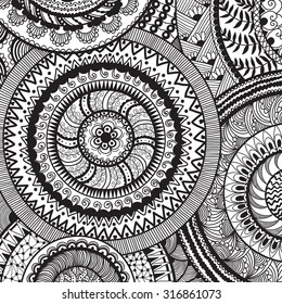 Circles ethnic doodle background.