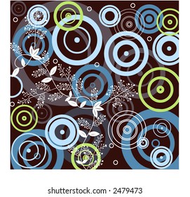 circles with filigree and leaves vector