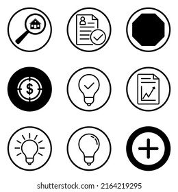 Circles Flat Icon Set Isolated On White Background