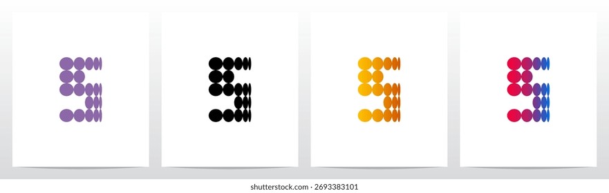 Círculos Plano Mais Fino em Cada Linha Letra Inicial Logotipo Design S