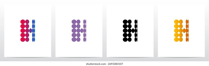 Circles Flat Thinner on Each Row Initial Letter Logo Design H