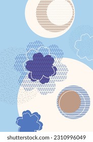 Círculos, patrón floral, idea de la naturaleza. Diseño abstracto moderno para decorar cubiertas, folletos, empaques, telas, folletos y anuncios. Ilustración del vector