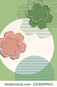 Circles, floral pattern, nature idea. Modern abstract design for decorating covers, brochures, packaging, fabrics, flyers, advertisements. Vector illustration