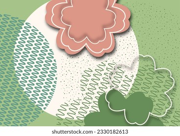 Círculos, patrón floral, idea de la naturaleza. Diseño abstracto moderno para decorar cubiertas, folletos, empaques, telas, folletos y anuncios. Ilustración del vector