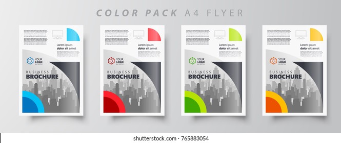 Circles Flyer brochure design template set color, creative leaflet size A4, trend cover 