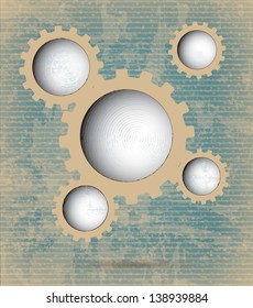 circles and gears over vintage background vector illustration