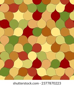 circles geometric shapes. jigsaw puzzle. vector seamless pattern. metaphor of union, network, solution, connection. warm colors. repetitive background. fabric swatch. wrapping paper. red shades
