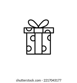 Circles gift box line icon black and white