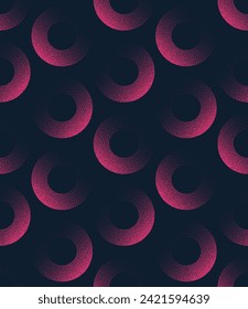 Circles Glamorous Seamless Pattern Trendy Vector Pink Black Abstract Background. Half Tone Art Illustration for Fashion Textile Print. Endless Graphic Repetitive Abstraction Wallpaper Dot Work Texture