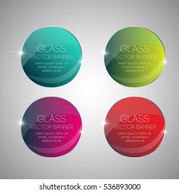 Circles glass banners shine shape template on gray background