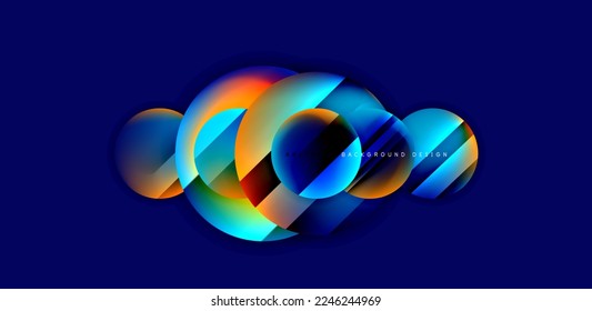 Circles with glossy surface and light and shadow effects abstract background. Template for covers, templates, flyers, placards, brochures, banners