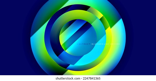 Círculos con superficie brillante y efectos de luz y sombra de fondo abstracto. Plantilla para portadas, plantillas, volantes, carteles, folletos, banners