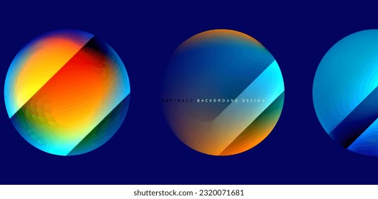 Circles with glossy surface and light and shadow effects abstract background. Template for covers, templates, flyers, placards, brochures, banners