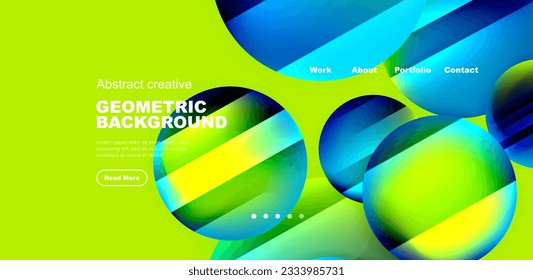 Círculos con superficie brillante y efectos de luz y sombra de fondo abstracto. Plantilla para portadas, plantillas, volantes, carteles, folletos, banners