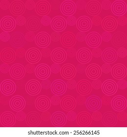 Circles with glow light on pink background, abstract vector seamless pattern