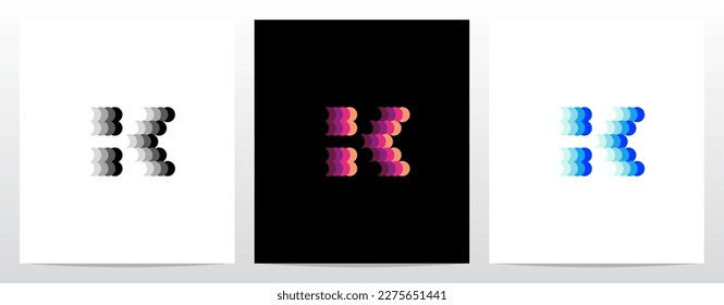 Diseño de logotipo alfabético de letras degradadas en círculos K
