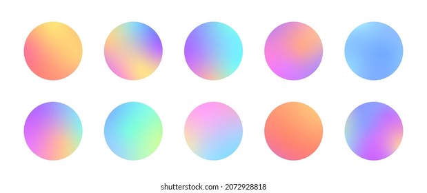Circles gradient. Vivid blurred spheres flat set for web icons, labels, signs. Trendy soft color.