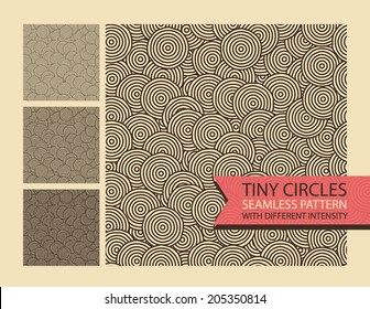 Circles graphic seamless pattern with different intensity variations.