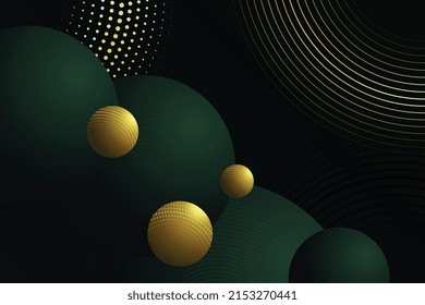 Circles green and gold vector backdrops for a web project, app, banner, invitation and presentation