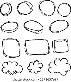 Circles hand drawn vector illustration, talking balloon. Set of circles
