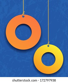 Circles hanging on a blue background vector design