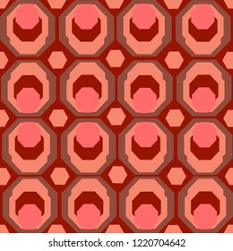 circles and hexagons of brown and red colors