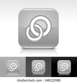 Circles icon set. Gray glossy web button with white sign. Rounded square color shape with shadow, reflection on white, gray, black background. Vector illustration design element 8 eps 