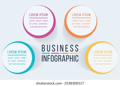 Círculos Infográfico design 4 etapas, objetos, elementos ou opções informações de negócios