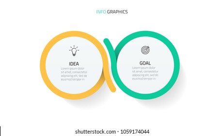 Circles infographic elements. Business concept with 2 options, steps or processes. data visualization. Vector illustration.