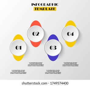 Circles for infographic. Template for diagram, graph, presentation and chart. Business concept with 4 options, parts, steps or processes. Bauhaus color.