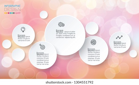 Circles infographics with bubbles soap on pink background.