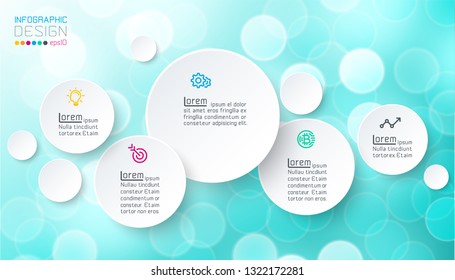 Circles infographics with bubbles soap on pink background.