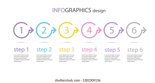 Circles infographics design template with 6 options or steps. Infographics design vector can be used for workflow layout, diagram, presentation, web design. Vector eps 10