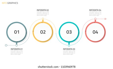 Circles infographics design template with linear line elements. Business concept with 4 options, steps or processes. Vector eps10 illustration.