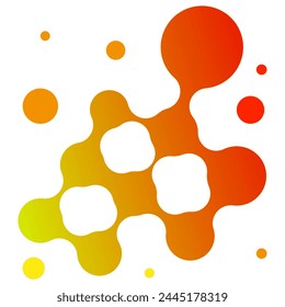 The circles are interconnected like a viscous mass. Rhythmic scattered shapes joined in yellow and orange colors. Isolated on a white background. A simple illustration for the connection