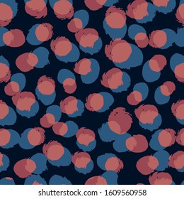 Circles jagged curve torn shape seamless pattern. blue and pink color.