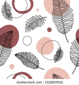 Circles and Leaves Abstract Pattern Tile