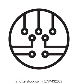 Siconductor de placa de circuito de línea de círculo o icono de circuito electrónico para aplicaciones y sitios web