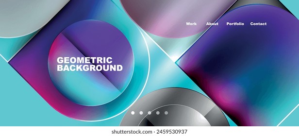 Circles and lines. Bright colorful geometry with glassmorphism effect. Vector Illustration For Wallpaper, Banner, Background, Card, Book Illustration, landing page