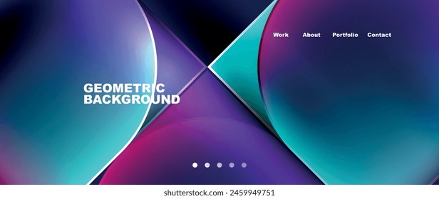 Circles and lines. Bright colorful geometry with glassmorphism effect. Vector Illustration For Wallpaper, Banner, Background, Card, Book Illustration, landing page
