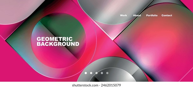Circles and lines. Bright colorful geometry with glassmorphism effect. Vector Illustration For Wallpaper, Banner, Background, Card, Book Illustration, landing page
